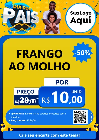 Modelo de Cartaz para Cartaz A4 Vertical com o tema Dia dos Pais para Restaurante