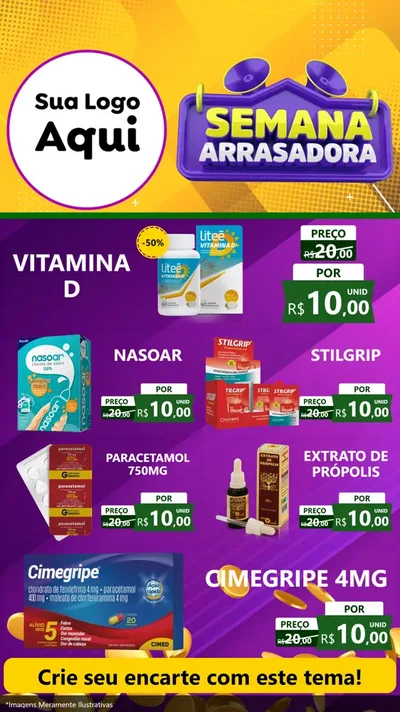 Modelo de TV para TV Vertical com o tema Semana Arrasadora para Farmácia