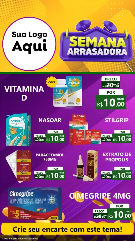 Modelo de TV para TV Vertical com o tema Semana Arrasadora para Farmácia