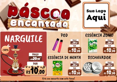 Modelo de Encarte para Encarte A4 Horizontal com o tema Páscoa Encantada para Tabacaria
