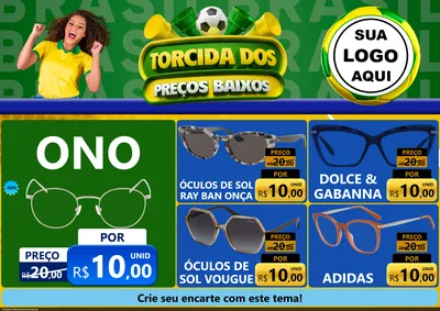 Modelo de Encarte para Encarte A4 Horizontal com o tema Torcida dos Preços Baixos para Óticas