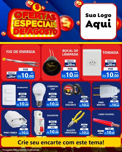 Modelo de Rede Social para Feed Instagram com o tema Ofertas Especiais de Agosto para Materiais Elétricos