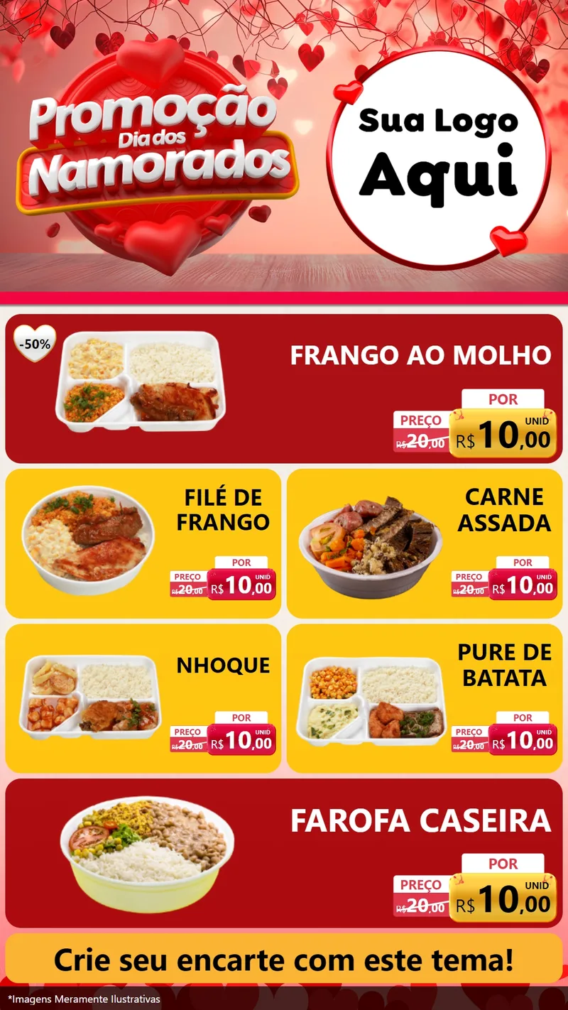 Modelo de TV para TV Vertical com o tema Promoção Dia dos Namorados para Restaurante