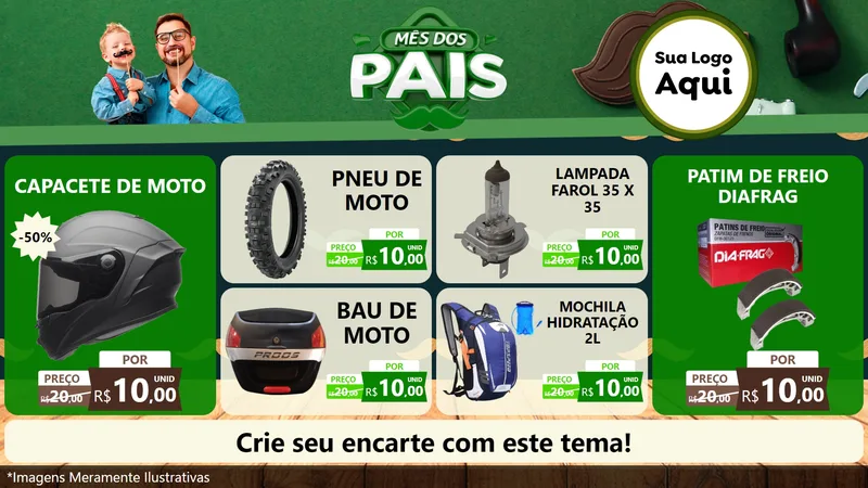 Modelo de TV para TV Horizontal com o tema Mês dos Pais para Moto peças