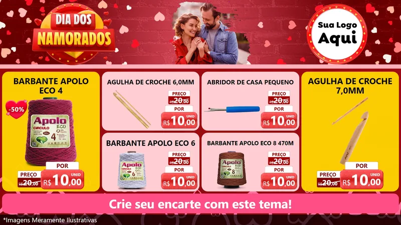 Modelo de TV para TV Horizontal com o tema Dia Dos Namorados para Armarinho e Aviamentos
