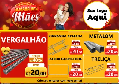 Modelo de Encarte para Encarte A4 Horizontal com o tema Semana das Mães para Ferragens