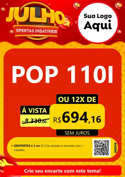 Modelo de Cartaz para Cartaz A4 Vertical com o tema Julho Ofertas Imbatíveis para Concessionaria de Motos