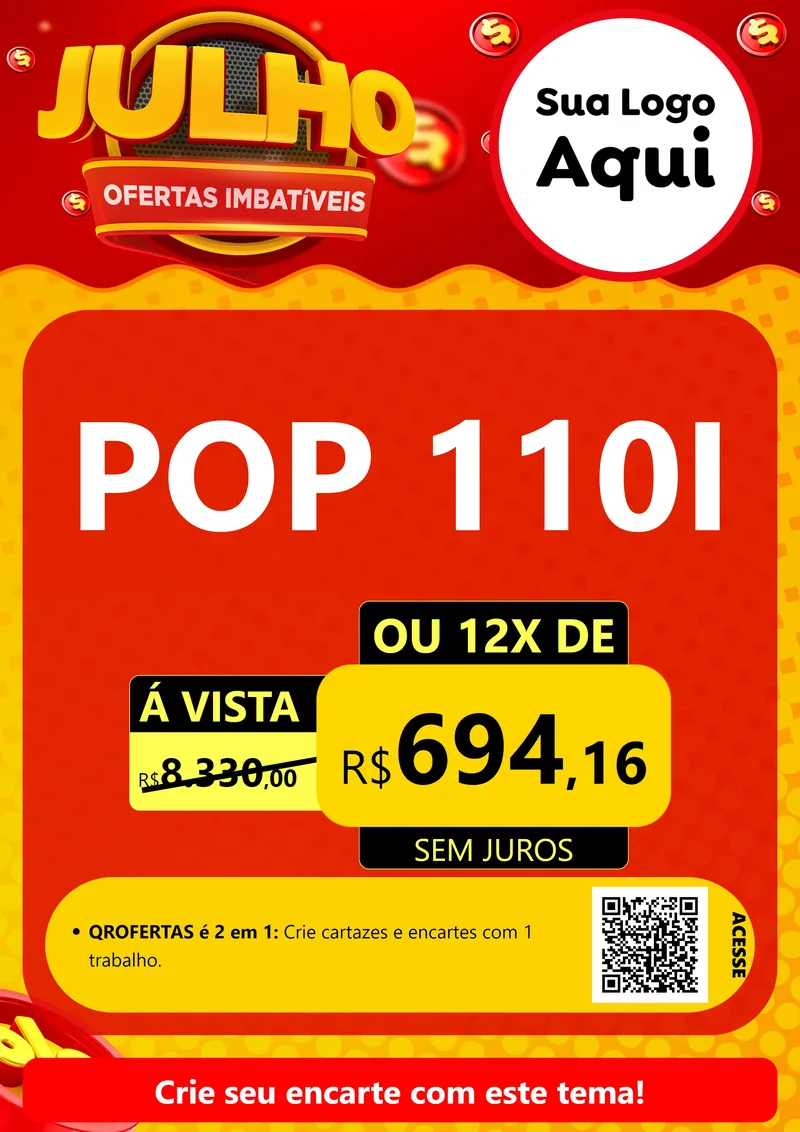 Modelo de Cartaz para Cartaz A4 Vertical com o tema Julho Ofertas Imbatíveis para Concessionaria de Motos