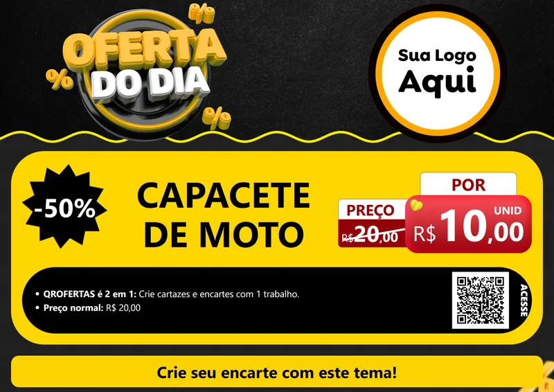 Modelo de Cartaz para Cartaz A4 Horizontal com o tema Oferta Do Dia para Moto peças