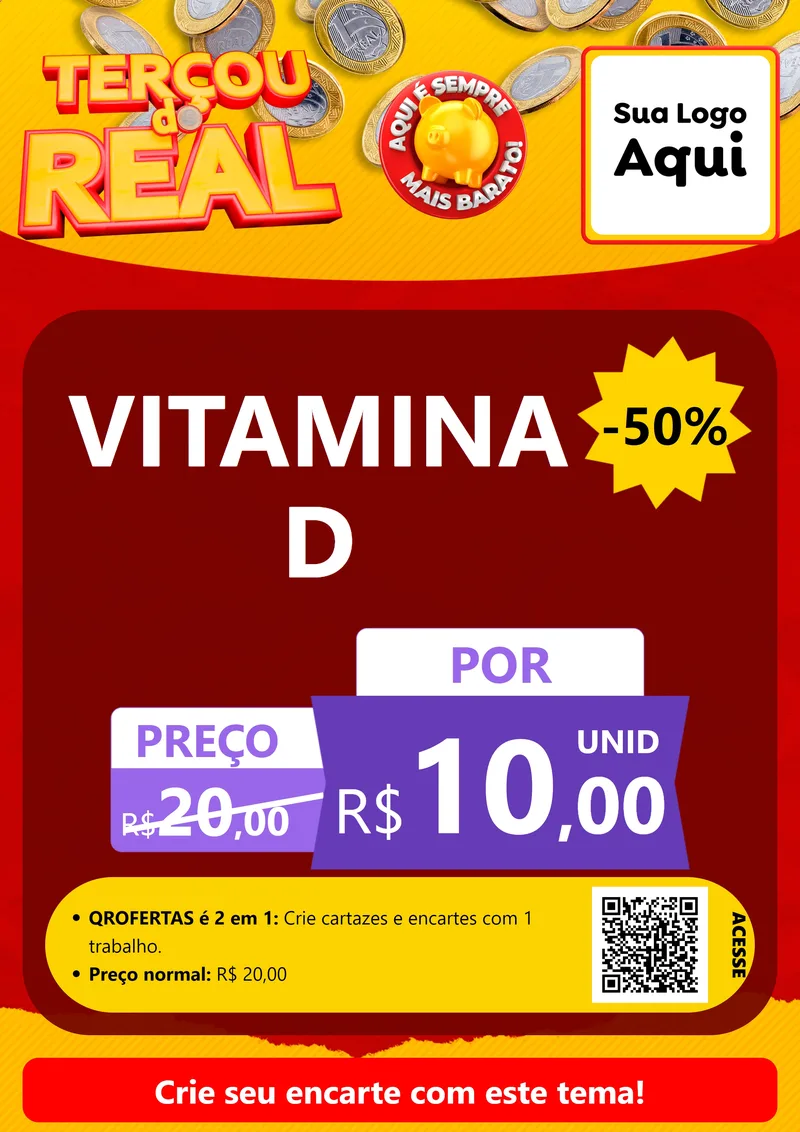 Modelo de Cartaz para Cartaz A4 Vertical com o tema Terçou do Real para Farmácia