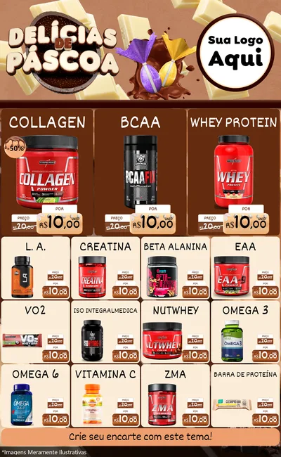 Modelo de Encarte para Encarte Grande com o tema Delícias de Páscoa para Suplementos alimentares