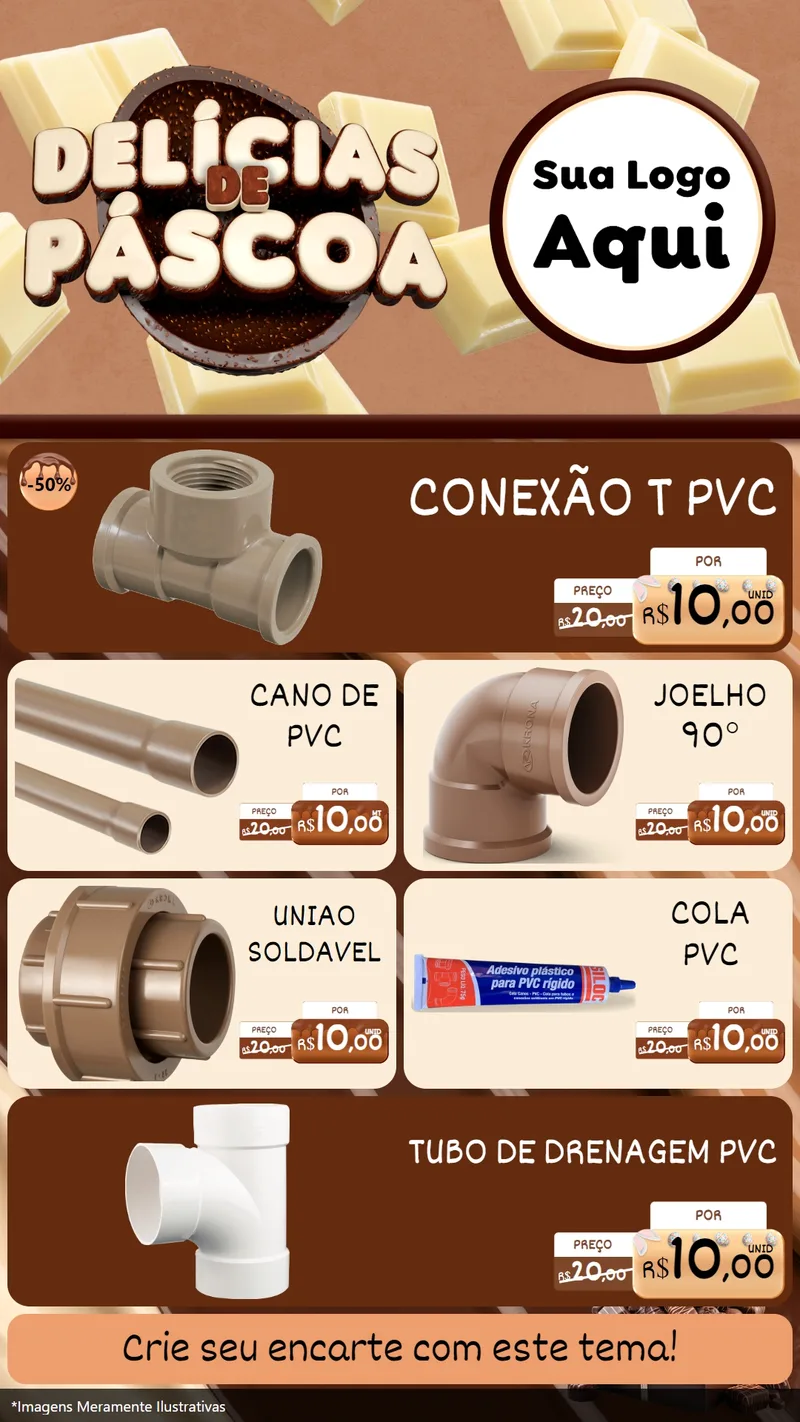 Modelo de TV para TV Vertical com o tema Delícias de Páscoa para Tubos e conexões