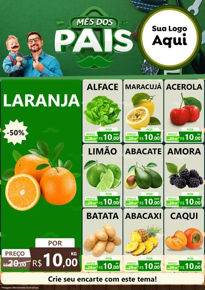 Modelo de Encarte para Encarte A4 Vertical com o tema Mês dos Pais para Hortifrúti