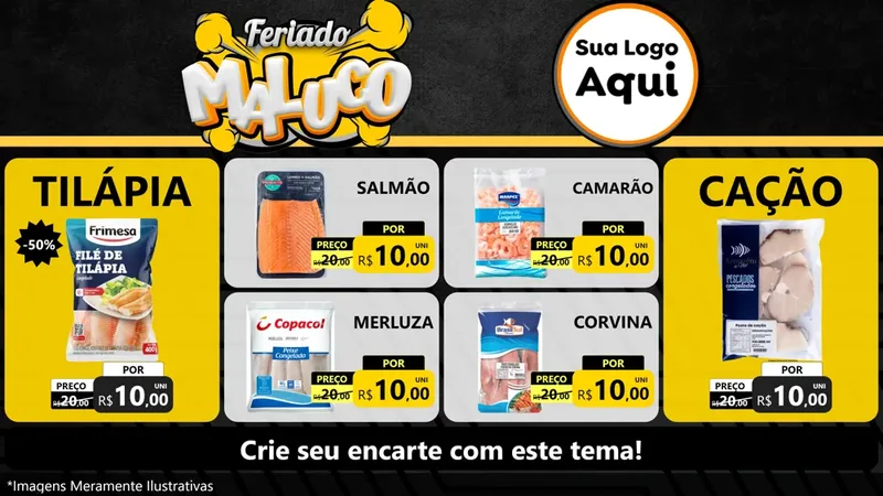 Modelo de TV para TV Horizontal com o tema Feriado Maluco para Peixaria