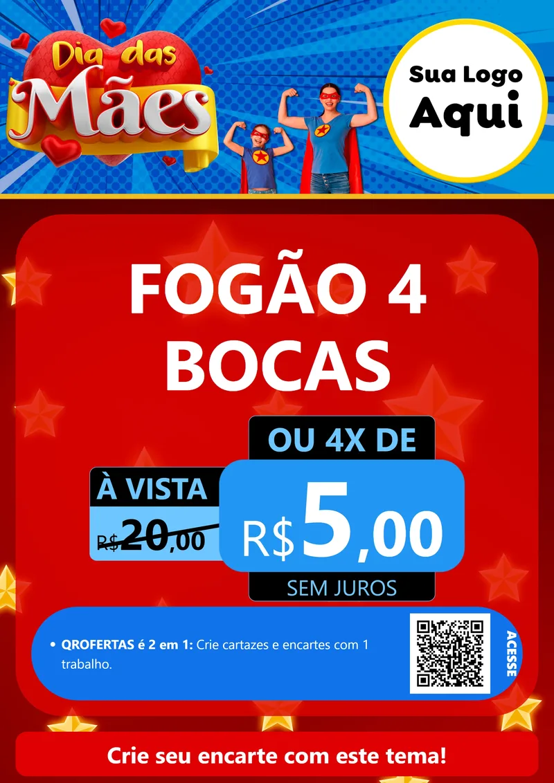 Modelo de Cartaz para Cartaz A4 Vertical com o tema Dia das Mães para Móveis e Eletro