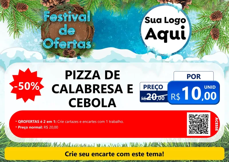 Modelo de Cartaz para Cartaz A4 Horizontal com o tema Festival de Ofertas - Inverno para Pizzaria