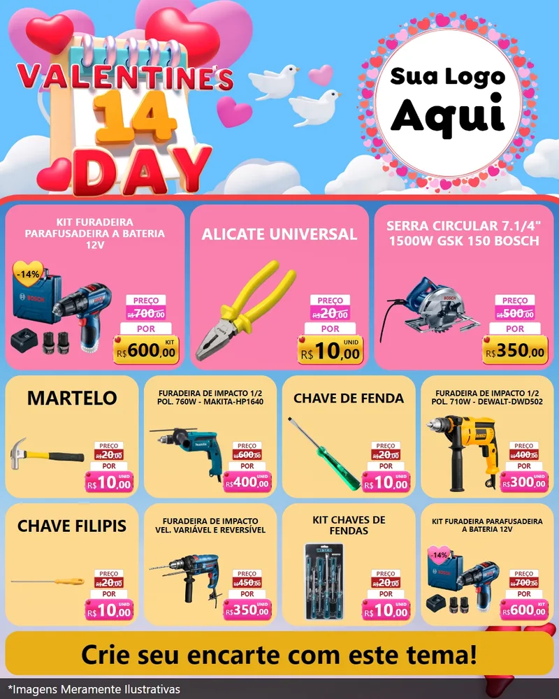 Modelo de Rede Social para Feed Instagram com o tema Valentine's Day para Maquinas e Ferramentas