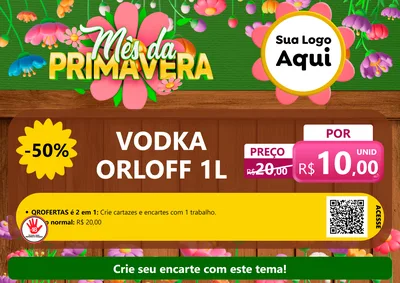 Modelo de Cartaz para Cartaz A4 Horizontal com o tema Mês da Primavera para Distribuidora de bebidas
