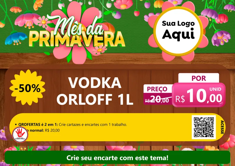 Modelo de Cartaz para Cartaz A4 Horizontal com o tema Mês da Primavera para Distribuidora de bebidas