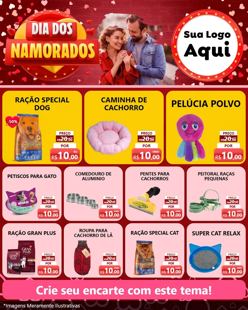 Modelo de Rede Social para Feed Instagram com o tema Dia Dos Namorados para Pet Shop