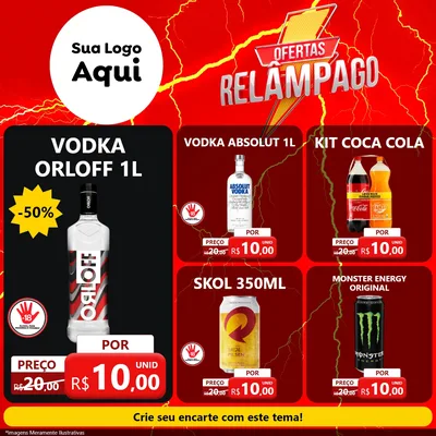 Modelo de Rede Social para Feed Facebook com o tema Ofertas Relâmpago para Distribuidora de bebidas