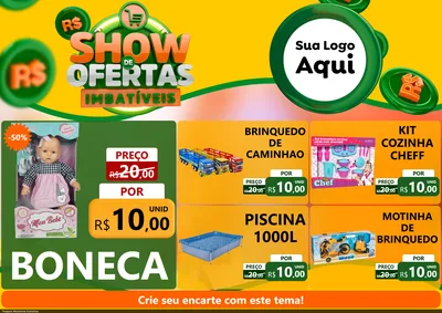 Modelo de Encarte para Encarte A4 Horizontal com o tema Show de Ofertas Imbatíveis para Brinquedos