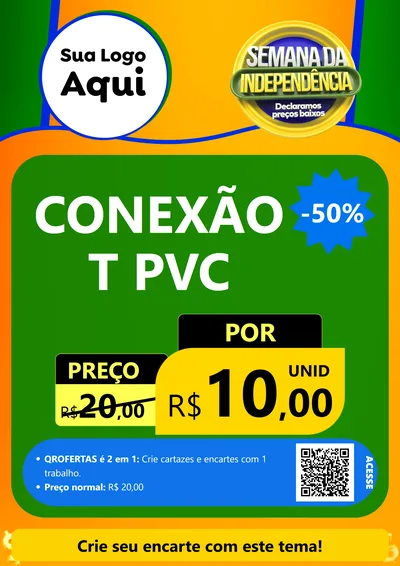 Modelo de Cartaz para Cartaz A4 Vertical com o tema Semana da Independência Declaramos Preços Baixos para Tubos e conexões