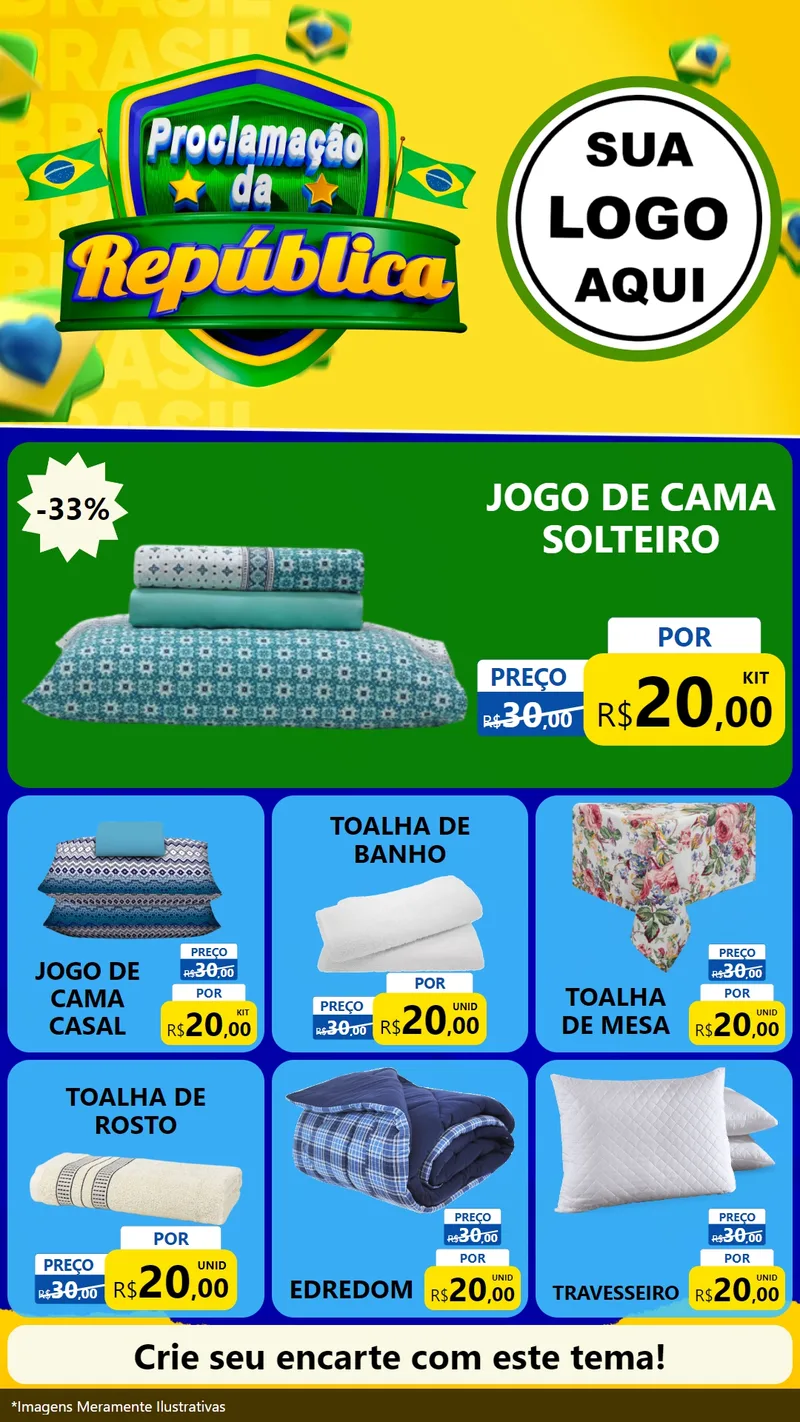 Modelo de Rede Social para Stories com o tema Proclamação da República para Cama, Mesa e Banho