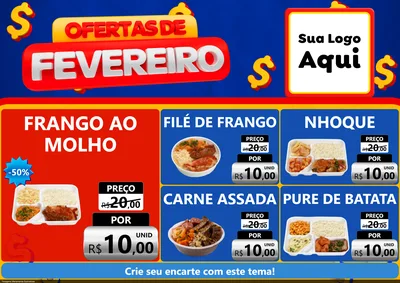 Modelo de Encarte para Encarte A4 Horizontal com o tema Ofertas de Fevereiro para Restaurante