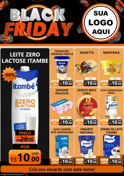 Modelo de Encarte para Encarte A4 Vertical com o tema Black Friday para Frios e Laticínios