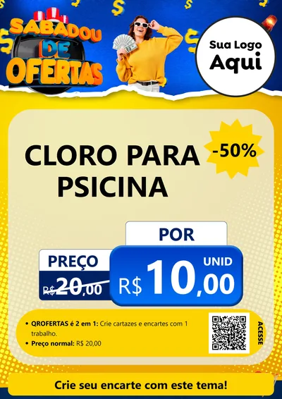 Modelo de Cartaz para Cartaz A4 Vertical com o tema Sabadou de Ofertas para Produtos para Piscina