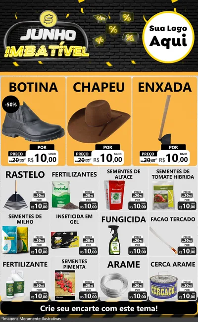 Modelo de Encarte para Encarte Grande com o tema Junho Imbatível para Agropecuária