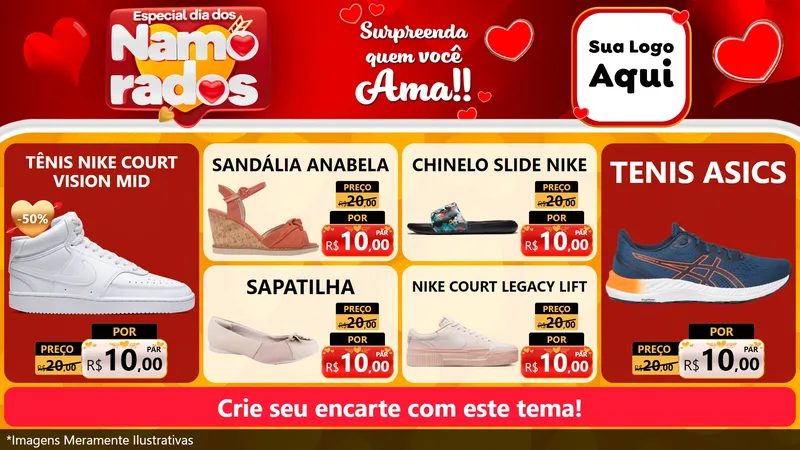 Modelo de TV para TV Horizontal com o tema Especial Dia dos Namorados para Calçados