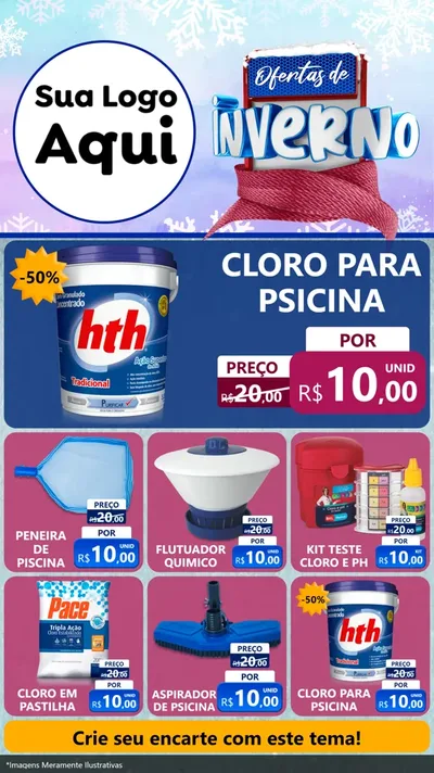 Modelo de Rede Social para Stories com o tema Ofertas de Inverno para Produtos para Piscina