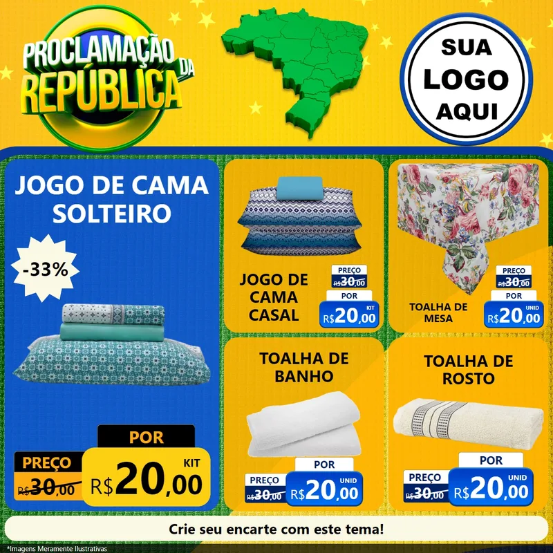Modelo de Rede Social para Feed Facebook com o tema Proclamação da República para Cama, Mesa e Banho