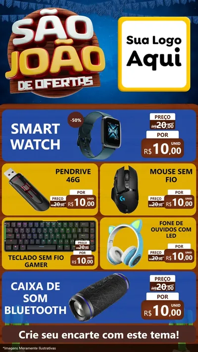 Modelo de TV para TV Vertical com o tema São João Ofertas Imbatíveis! - Junina para Informática