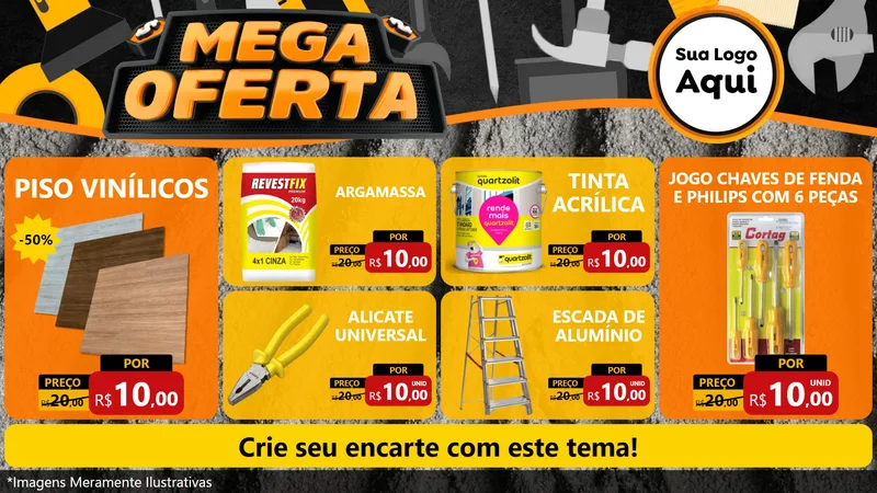 Modelo de TV para TV Horizontal com o tema Mega Oferta para Material para Construção