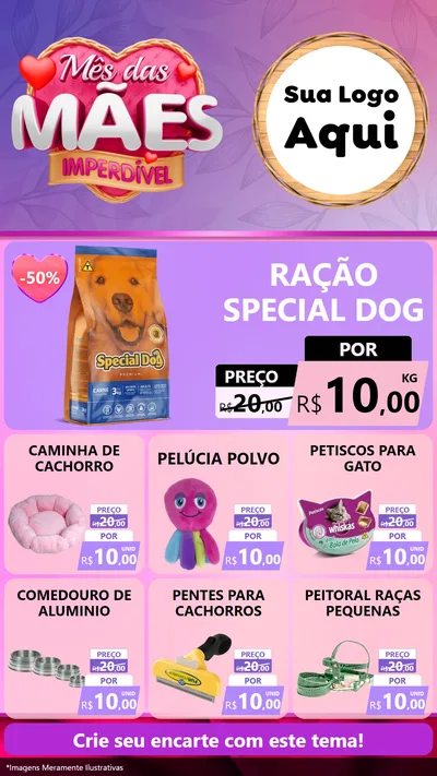 Modelo de Rede Social para Stories com o tema Mês das Mães Imperdível para Pet Shop