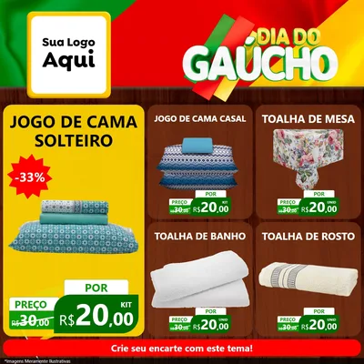 Modelo de Rede Social para Feed Facebook com o tema Dia do Gaúcho para Cama, Mesa e Banho