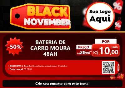 Modelo de Cartaz para Cartaz A4 Horizontal com o tema Black November para Baterias Elétricas