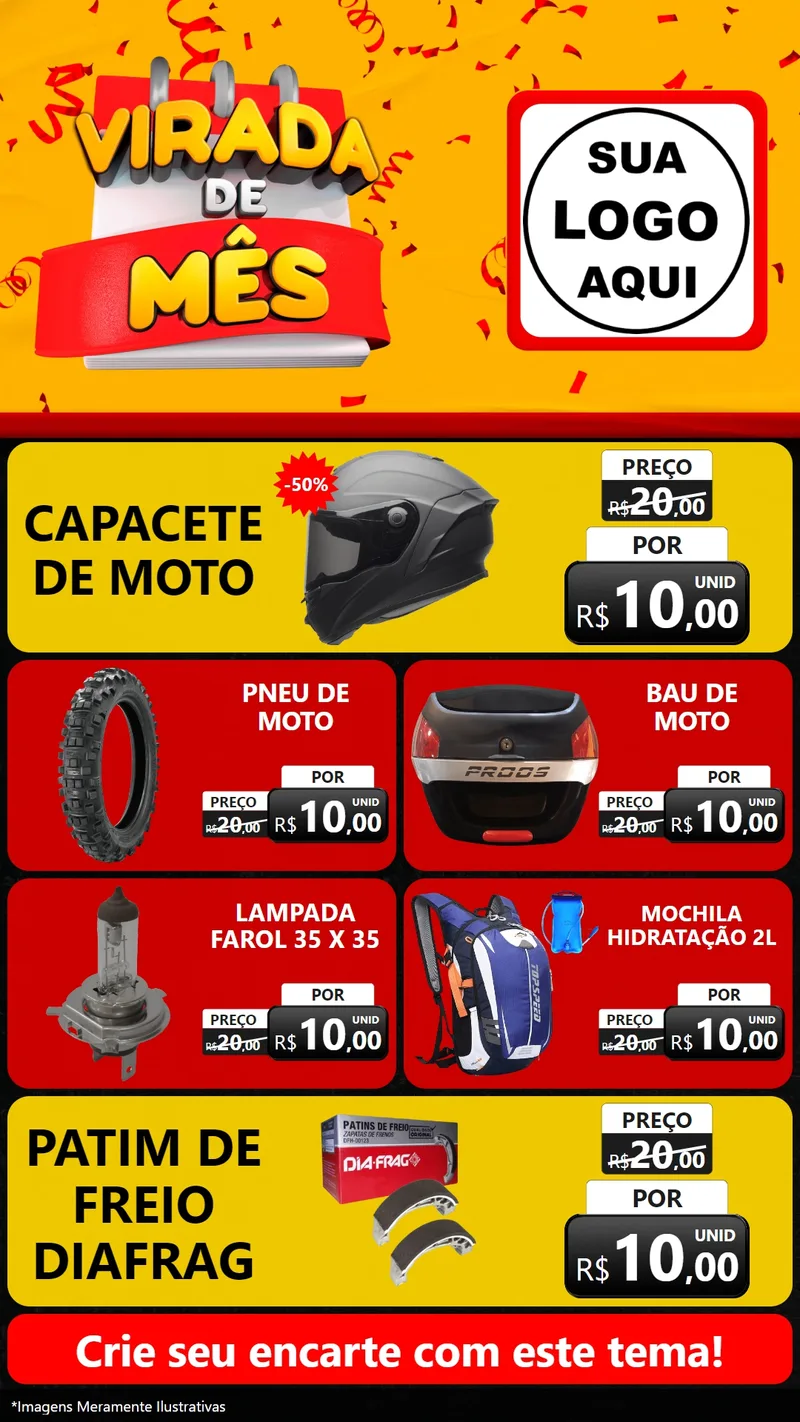 Modelo de TV para TV Vertical com o tema Virada de Mês para Moto peças