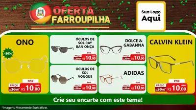 Modelo de TV para TV Horizontal com o tema Oferta Farroupilha para Óticas