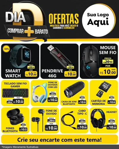 Modelo de Rede Social para Feed Instagram com o tema Dia D Mais Economia para Informática