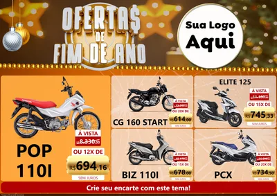 Modelo de Encarte para Encarte A4 Horizontal com o tema Ofertas de Fim de Ano para Concessionaria de Motos