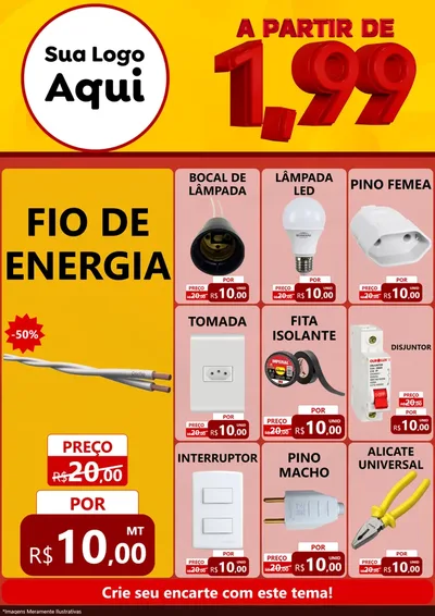 Modelo de Encarte para Encarte A4 Vertical com o tema A Partir de Um e Noventa e Nove - 1,99 para Materiais Elétricos