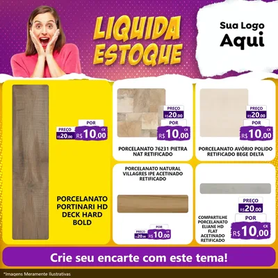 Modelo de Rede Social para Feed Facebook com o tema Liquida estoque para Pisos e revestimentos