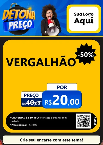 Modelo de Cartaz para Cartaz A4 Vertical com o tema Detona Preços para Ferragens