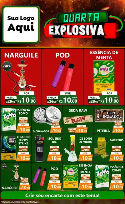 Modelo de Encarte para Encarte Grande com o tema Quarta Explosiva para Tabacaria