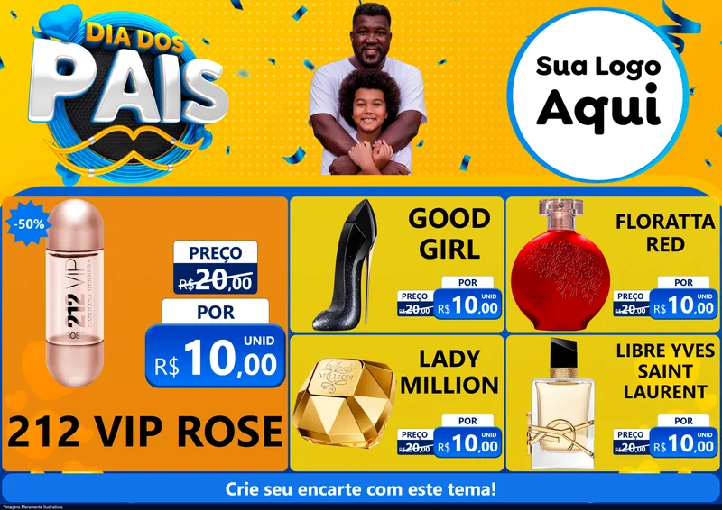 Modelo de Encarte para Encarte A4 Horizontal com o tema Dia dos Pais para Perfumes
