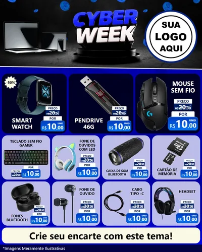Modelo de Rede Social para Feed Instagram com o tema Cyber Week para Informática
